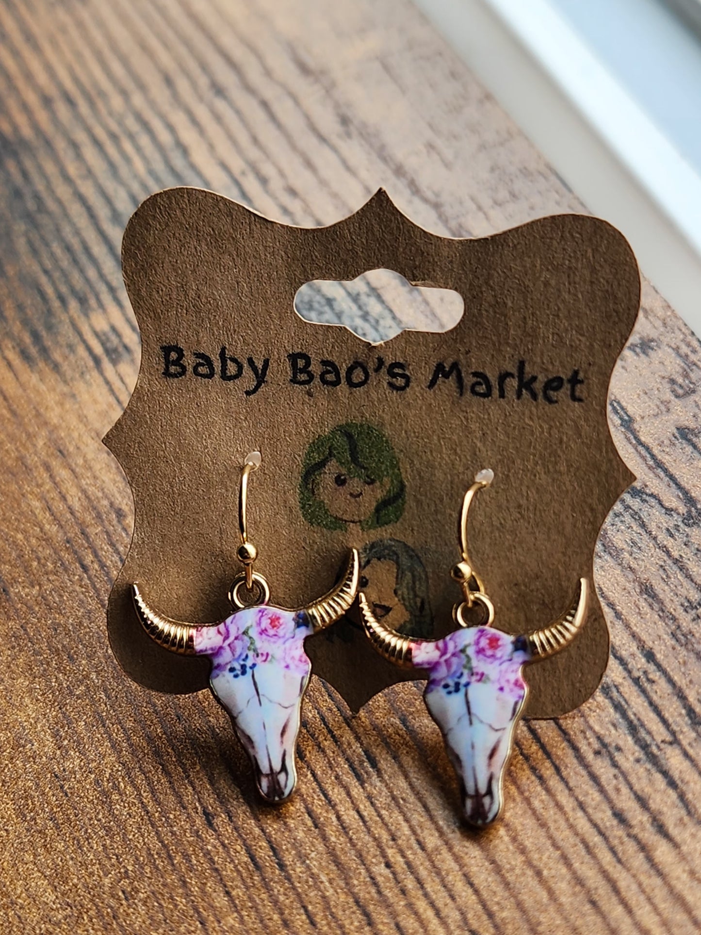 Bull  Head Pendant Earrings