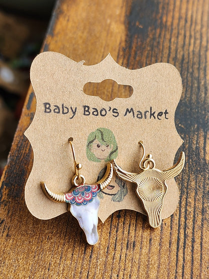 Bull  Head Pendant Earrings