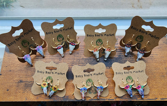 Bull  Head Pendant Earrings