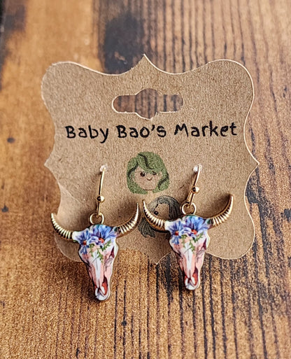Bull  Head Pendant Earrings
